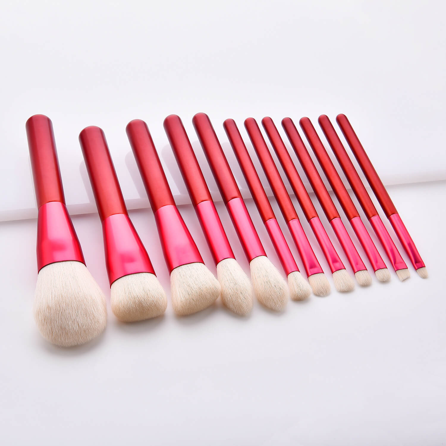 red makeup brushes