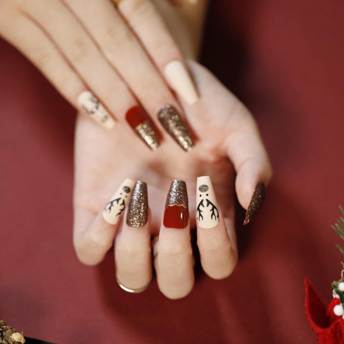 christmas fake nails